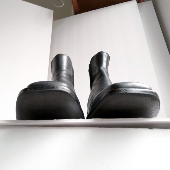 Sam Edelman Black Leather 'Thelma' Square Toe Block Heel Chelsea Boots Sz 6 - Picture 6 of 12